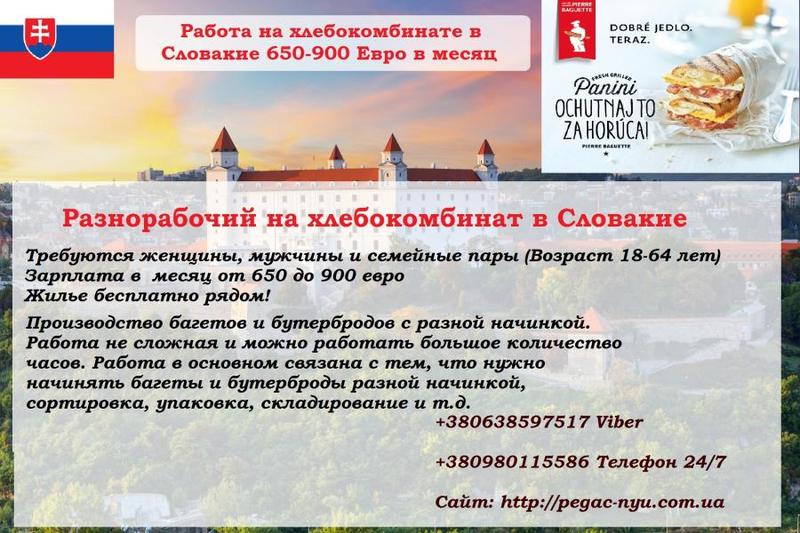 Работа на Производство булочек и багетов в Словакии 650-900 евро в месяц - <ro>Изображение</ro><ru>Изображение</ru> #1, <ru>Объявление</ru> #1656146